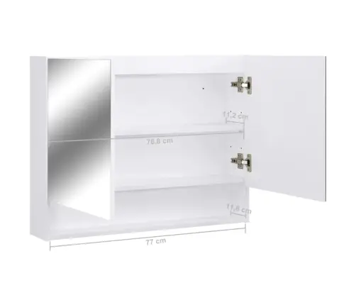 Veidrodinė Vonios Spintelė Su Led, Balta, 80X15X60cm Mdf