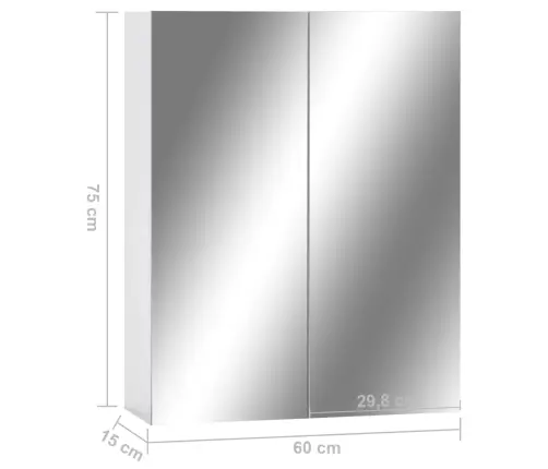 Vannitoa Peegelkapp, Valge, 60 X 15 X 75 cm Mdf