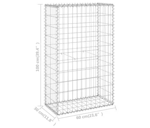 Gabions Ar Vāku, Cinkots Tērauds, 60X30X100 Cm Vidaxl