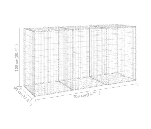 Gabions Ar Vāku, Cinkots Tērauds, 200X60X100 Cm Vidaxl