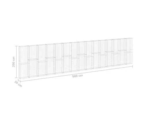Gabiono Siena Su Dangčiais, 900X30X200cm Galvanizuotas Plienas