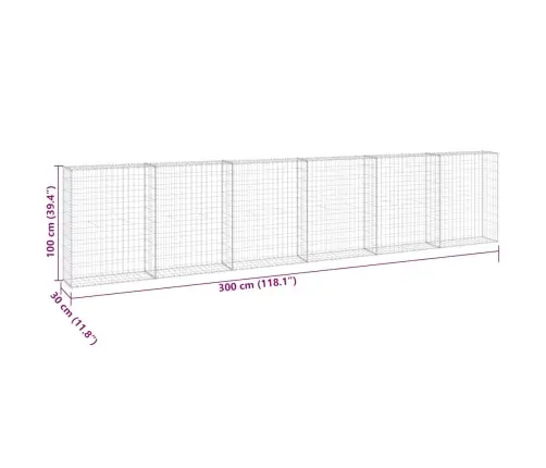 Gabions Ar Vāku, Cinkots Tērauds, 300X30X100 Cm Vidaxl
