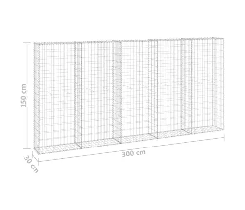 Gabions Ar Vāku, Cinkots Tērauds, 300X30X150 Cm Vidaxl