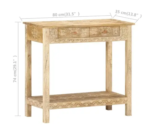 Konsoollaud, 80X35X74 cm Toekas Mangopuit