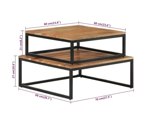 Kafijas Galdiņi, 2 Gab., Sabīdāmi, Akācijas Masīvkoks Vidaxl