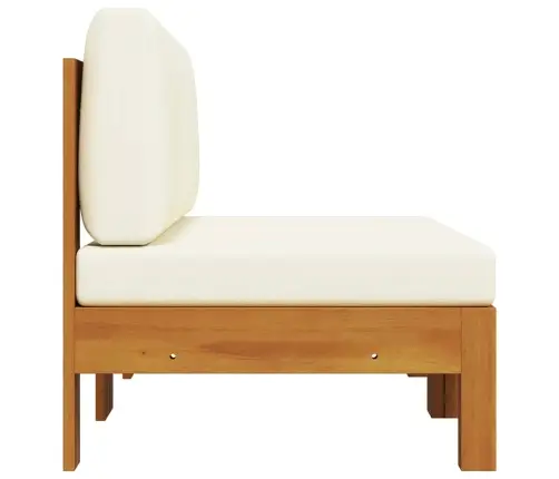 Vidējie Dīvāni, 2 Gab., Krēmbalti Spilveni, Akācijas Masīvkoks Vidaxl