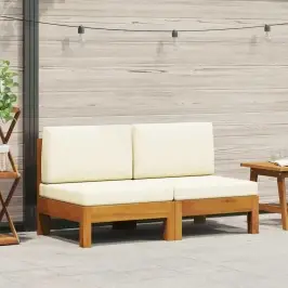 Vidurinės Sofos Dalys Su Kreminėmis Pagalvėmis, 2Vnt., Akacija