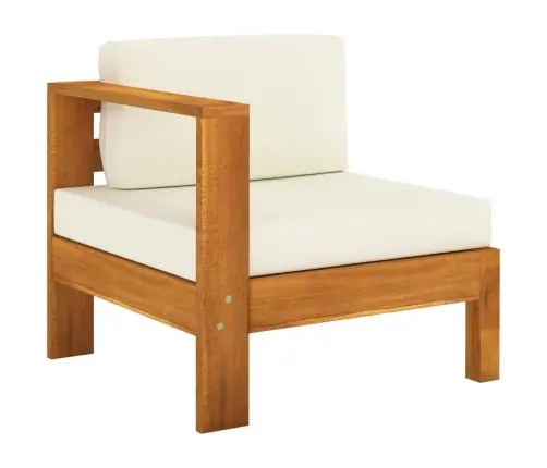 Vidējais Dīvāns Ar 1 Roku Balstu, Krēmbalts, Akācijas Koks Vidaxl