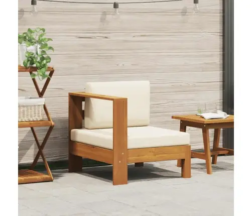 Vidējais Dīvāns Ar 1 Roku Balstu, Krēmbalts, Akācijas Koks Vidaxl