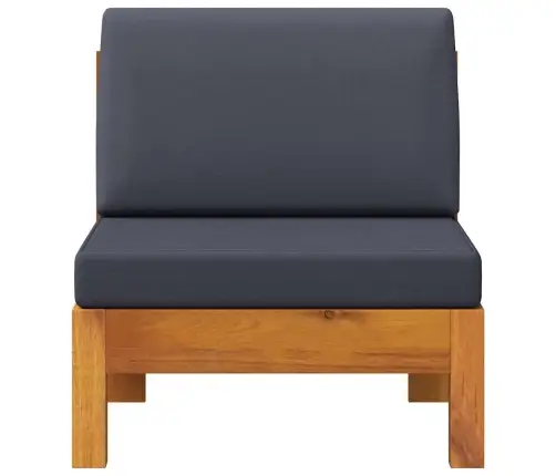 Vidējais Dīvāns, Tumši Pelēki Spilveni, Akācijas Masīvkoks Vidaxl