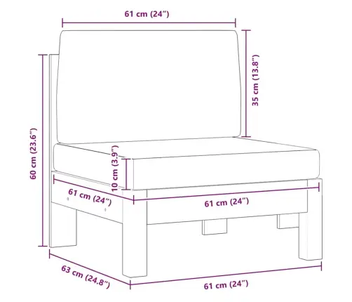 Vidējais Dīvāns, Tumši Pelēki Spilveni, Akācijas Masīvkoks Vidaxl