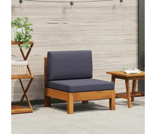 Vidējais Dīvāns, Tumši Pelēki Spilveni, Akācijas Masīvkoks Vidaxl