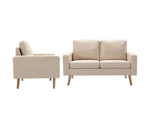 2-Osaline Diivanikomplekt, Kangas, Kreemjasvalge