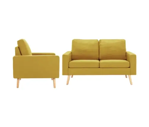 Sofos Komplektas, 2 Dalių, Geltonas, Audinys (288699+288709)
