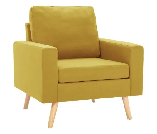 Sofos Komplektas, 2 Dalių, Geltonas, Audinys (288699+288709)