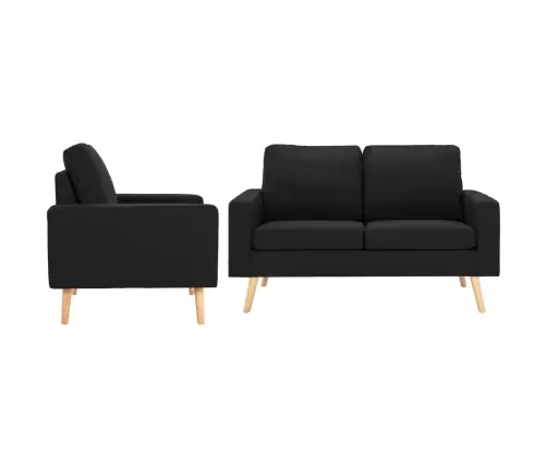 Divdaļīgs Dīvānu Komplekts, Melns Audums Vidaxl Divdaļīgs Dīvānu Komplekts, Melns Audums Vidaxl