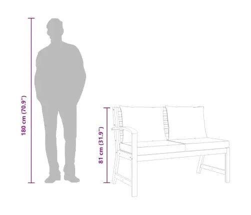 Sodo Suoliukas Su Kreminėmis Pagalvėlėmis, 114,5cm Akacija Sodo Suoliukas Su Kreminėmis Pagalvėlėmis, 114,5cm Akacija