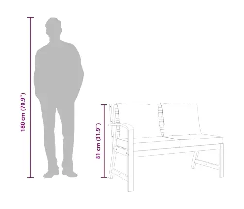 Dārza Sols, 114,5 Cm, Pelēki Spilveni, Akācijas Masīvkoks Vidaxl