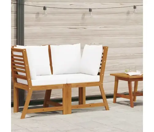 Stūra Dīvāns Ar Krēmkrāsas Matračiem, Akācijas Masīvkoks Vidaxl