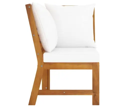 Stūra Dīvāns Ar Krēmkrāsas Matračiem, Akācijas Masīvkoks Vidaxl