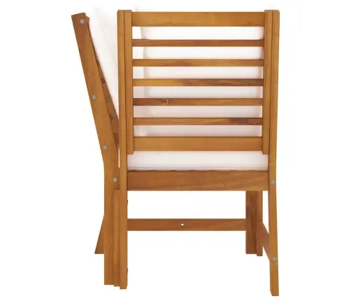 Stūra Dīvāns Ar Krēmkrāsas Matračiem, Akācijas Masīvkoks Vidaxl