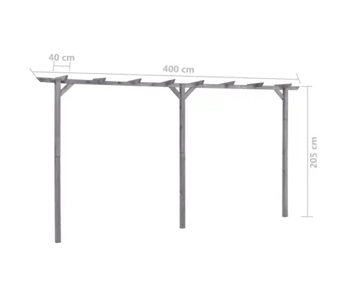 Dārza Pergola, Pelēka, 400X40X205 Cm, Impregnēts Priedes Koks Vidaxl