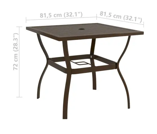 Dārza Galds, Brūns, 81,5X81,5X72 Cm, Tērauds Vidaxl Dārza Galds, Brūns, 81,5X81,5X72 Cm, Tērauds Vidaxl