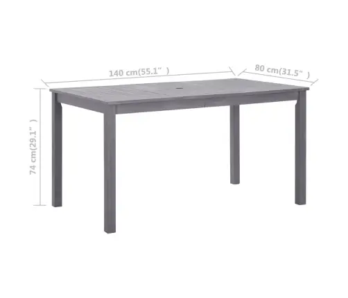 Dārza Galds, Pelēks, 140X80X74 Cm, Akācijas Masīvkoks Vidaxl