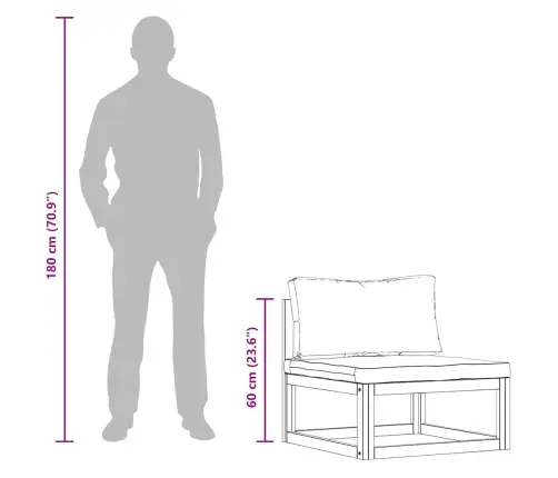 Modulinė Vidurinė Sofos Dalis Su Pilka Pagalvėle, Akacija