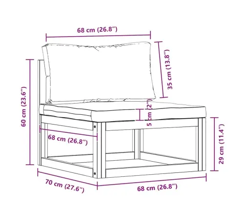 Modulinė Vidurinė Sofos Dalis Su Pilka Pagalvėle, Akacija