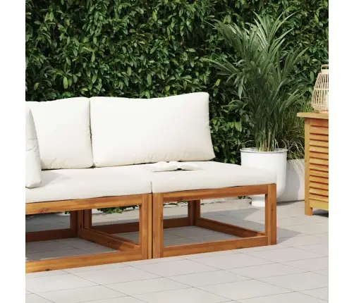 Vidējais Dīvāns Ar Krēmbaltiem Matračiem, Akācijas Masīvkoks Vidaxl