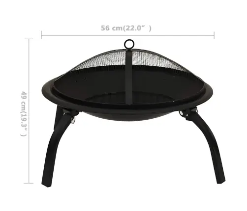 Ugunskura Vieta, Grils Ar Kruķi, 56X56X49 Cm, Tērauds  Vidaxl