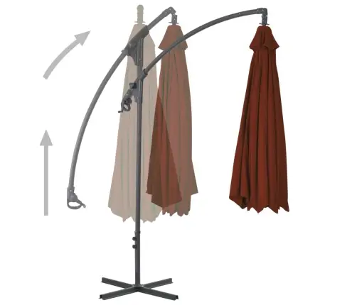 Dārza Saulessargs Ar Tērauda Kātu, 300 Cm, Sarkanbrūns Vidaxl