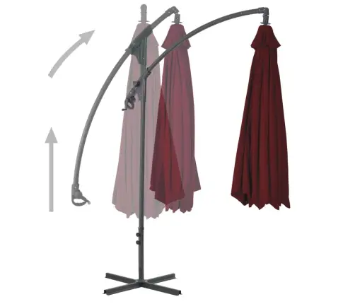 Gembinis Sodo Skėtis Su Plieniniu Stulpu, Vyno, 250X250Cm
