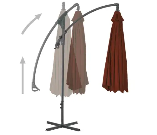 Dārza Saulessargs Ar Tērauda Kātu, 250X250 Cm, Sarkanbrūns Vidaxl