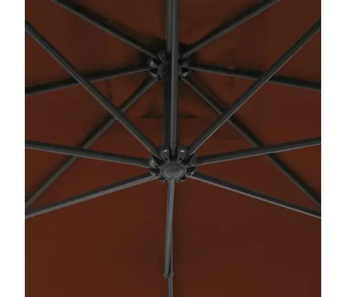 Dārza Saulessargs Ar Tērauda Kātu, 250X250 Cm, Sarkanbrūns Vidaxl