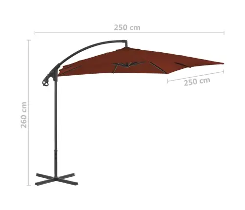 Dārza Saulessargs Ar Tērauda Kātu, 250X250 Cm, Sarkanbrūns Vidaxl