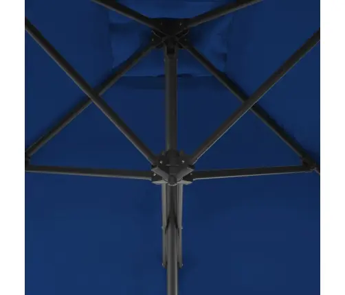 Dārza Saulessargs Ar Tērauda Kātu, 250X250X230 Cm, Zils Vidaxl