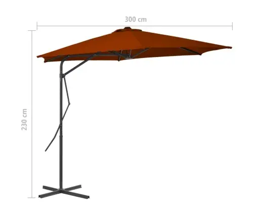 Sodo Skėtis Su Plieniniu Stulpu, Terakota Spalvos, 300X230Cm Sodo Skėtis Su Plieniniu Stulpu, Terakota Spalvos, 300X230Cm