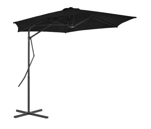 Dārza Saulessargs Ar Tērauda Kātu, 300X230 Cm, Melns Vidaxl