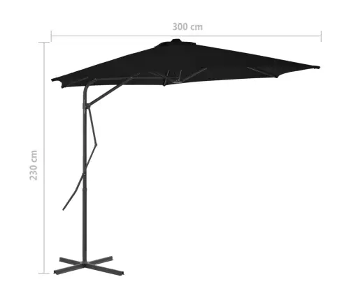 Dārza Saulessargs Ar Tērauda Kātu, 300X230 Cm, Melns Vidaxl