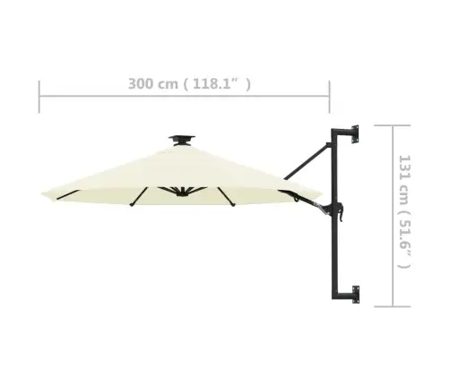 Saulessargs Ar Metāla Kātu Un Led, Smilšu Krāsā, 300 Cm Vidaxl