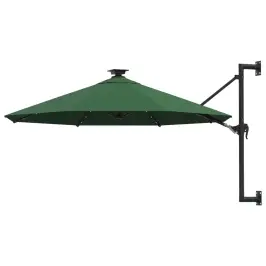 Saulessargs Ar Metāla Kātu Un Led, Zaļš, 300 Cm Vidaxl