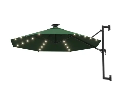 Saulessargs Ar Metāla Kātu Un Led, Zaļš, 300 Cm Vidaxl