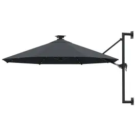 Saulessargs Ar Metāla Kātu Un Led, Antracītpelēks, 300 Cm Vidaxl