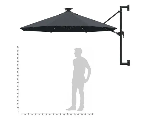 Saulessargs Ar Metāla Kātu Un Led, Antracītpelēks, 300 Cm Vidaxl