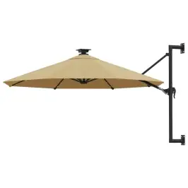 Saulessargs Ar Metāla Kātu Un Led, Pelēkbrūns, 300 Cm Vidaxl