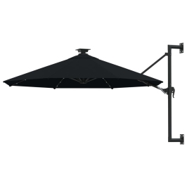 Saulessargs Ar Metāla Kātu Un Led, Melns, 300 Cm Vidaxl