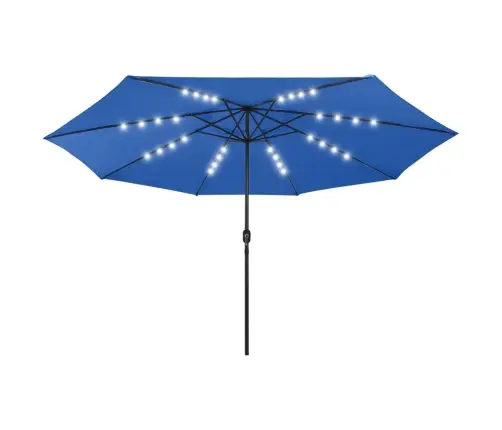 Sodo Skėtis Nuo Saulės Su Led Lemputėmis, Mėlynas, 400Cm