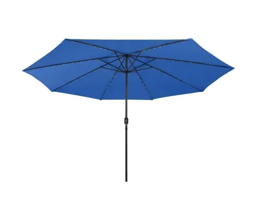 Sodo Skėtis Nuo Saulės Su Led Lemputėmis, Mėlynas, 400Cm